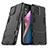Silikon Hülle Handyhülle und Kunststoff Schutzhülle Hartschalen Tasche mit Ständer T01 für Oppo Find X3 5G Schwarz