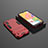 Silikon Hülle Handyhülle und Kunststoff Schutzhülle Hartschalen Tasche mit Ständer T01 für Samsung Galaxy A01 SM-A015 Rot