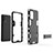 Silikon Hülle Handyhülle und Kunststoff Schutzhülle Hartschalen Tasche mit Ständer T02 für Oppo F19s