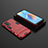 Silikon Hülle Handyhülle und Kunststoff Schutzhülle Hartschalen Tasche mit Ständer T02 für Oppo F19s Rot