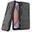 Silikon Hülle Handyhülle und Kunststoff Schutzhülle Hartschalen Tasche mit Ständer T02 für Samsung Galaxy A10s Schwarz