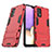 Silikon Hülle Handyhülle und Kunststoff Schutzhülle Hartschalen Tasche mit Ständer T02 für Samsung Galaxy A32 5G Rot