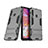 Silikon Hülle Handyhülle und Kunststoff Schutzhülle Hartschalen Tasche mit Ständer T02 für Samsung Galaxy A70E Grau