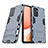 Silikon Hülle Handyhülle und Kunststoff Schutzhülle Hartschalen Tasche mit Ständer T02 für Samsung Galaxy A72 4G