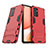 Silikon Hülle Handyhülle und Kunststoff Schutzhülle Hartschalen Tasche mit Ständer T02 für Samsung Galaxy A72 4G Rot