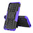 Silikon Hülle Handyhülle und Kunststoff Schutzhülle Hartschalen Tasche mit Ständer T04 für Samsung Galaxy A01 SM-A015 Violett