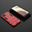 Silikon Hülle Handyhülle und Kunststoff Schutzhülle Hartschalen Tasche mit Ständer T04 für Samsung Galaxy A12 5G Rot