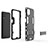 Silikon Hülle Handyhülle und Kunststoff Schutzhülle Hartschalen Tasche mit Ständer T04 für Samsung Galaxy F12