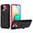 Silikon Hülle Handyhülle und Kunststoff Schutzhülle Hartschalen Tasche mit Ständer YF1 für Samsung Galaxy A02