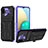 Silikon Hülle Handyhülle und Kunststoff Schutzhülle Hartschalen Tasche mit Ständer YF1 für Samsung Galaxy A02 Violett