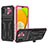 Silikon Hülle Handyhülle und Kunststoff Schutzhülle Hartschalen Tasche mit Ständer YF1 für Samsung Galaxy A03 Rosa