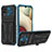 Silikon Hülle Handyhülle und Kunststoff Schutzhülle Hartschalen Tasche mit Ständer YF1 für Samsung Galaxy A12 Nacho