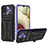 Silikon Hülle Handyhülle und Kunststoff Schutzhülle Hartschalen Tasche mit Ständer YF1 für Samsung Galaxy A12 Nacho