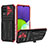 Silikon Hülle Handyhülle und Kunststoff Schutzhülle Hartschalen Tasche mit Ständer YF1 für Samsung Galaxy A22 4G