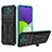 Silikon Hülle Handyhülle und Kunststoff Schutzhülle Hartschalen Tasche mit Ständer YF1 für Samsung Galaxy A22 5G Grün