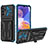 Silikon Hülle Handyhülle und Kunststoff Schutzhülle Hartschalen Tasche mit Ständer YF1 für Samsung Galaxy A23 4G Blau