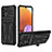 Silikon Hülle Handyhülle und Kunststoff Schutzhülle Hartschalen Tasche mit Ständer YF1 für Samsung Galaxy A32 4G Schwarz
