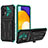Silikon Hülle Handyhülle und Kunststoff Schutzhülle Hartschalen Tasche mit Ständer YF1 für Samsung Galaxy A72 4G Grün