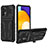 Silikon Hülle Handyhülle und Kunststoff Schutzhülle Hartschalen Tasche mit Ständer YF1 für Samsung Galaxy A72 4G Schwarz