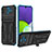 Silikon Hülle Handyhülle und Kunststoff Schutzhülle Hartschalen Tasche mit Ständer YF1 für Samsung Galaxy F42 5G Blau