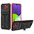 Silikon Hülle Handyhülle und Kunststoff Schutzhülle Hartschalen Tasche mit Ständer YF1 für Samsung Galaxy F42 5G Rot