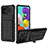 Silikon Hülle Handyhülle und Kunststoff Schutzhülle Hartschalen Tasche mit Ständer YF1 für Samsung Galaxy M40S Schwarz