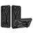 Silikon Hülle Handyhülle und Kunststoff Schutzhülle Hartschalen Tasche mit Ständer YF2 für Samsung Galaxy A03 Schwarz
