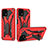 Silikon Hülle Handyhülle und Kunststoff Schutzhülle Hartschalen Tasche mit Ständer YF2 für Samsung Galaxy A22 4G Rot