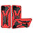Silikon Hülle Handyhülle und Kunststoff Schutzhülle Hartschalen Tasche mit Ständer YF2 für Samsung Galaxy A22s 5G Rot