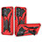 Silikon Hülle Handyhülle und Kunststoff Schutzhülle Hartschalen Tasche mit Ständer YF2 für Samsung Galaxy A23 5G Rot