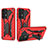 Silikon Hülle Handyhülle und Kunststoff Schutzhülle Hartschalen Tasche mit Ständer YF2 für Samsung Galaxy A33 5G Rot