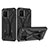 Silikon Hülle Handyhülle und Kunststoff Schutzhülle Hartschalen Tasche mit Ständer YF2 für Samsung Galaxy F02S SM-E025F Schwarz