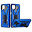 Silikon Hülle Handyhülle und Kunststoff Schutzhülle Hartschalen Tasche mit Ständer YF2 für Samsung Galaxy F12 Blau