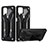 Silikon Hülle Handyhülle und Kunststoff Schutzhülle Hartschalen Tasche mit Ständer YF2 für Samsung Galaxy F12 Schwarz
