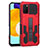 Silikon Hülle Handyhülle und Kunststoff Schutzhülle Hartschalen Tasche mit Ständer ZJ1 für Samsung Galaxy A02s Rot