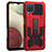 Silikon Hülle Handyhülle und Kunststoff Schutzhülle Hartschalen Tasche mit Ständer ZJ1 für Samsung Galaxy A12 Nacho Rot