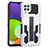 Silikon Hülle Handyhülle und Kunststoff Schutzhülle Hartschalen Tasche mit Ständer ZJ1 für Samsung Galaxy A22 4G Weiß