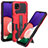 Silikon Hülle Handyhülle und Kunststoff Schutzhülle Hartschalen Tasche mit Ständer ZJ1 für Samsung Galaxy A22 5G Rot