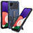 Silikon Hülle Handyhülle und Kunststoff Schutzhülle Hartschalen Tasche mit Ständer ZJ1 für Samsung Galaxy A22s 5G Blau