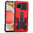 Silikon Hülle Handyhülle und Kunststoff Schutzhülle Hartschalen Tasche mit Ständer ZJ1 für Samsung Galaxy A42 5G Rot