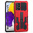 Silikon Hülle Handyhülle und Kunststoff Schutzhülle Hartschalen Tasche mit Ständer ZJ1 für Samsung Galaxy A72 4G Rot