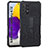 Silikon Hülle Handyhülle und Kunststoff Schutzhülle Hartschalen Tasche mit Ständer ZJ1 für Samsung Galaxy A72 4G Schwarz
