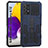 Silikon Hülle Handyhülle und Kunststoff Schutzhülle Hartschalen Tasche mit Ständer ZJ1 für Samsung Galaxy A72 5G Blau