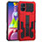Silikon Hülle Handyhülle und Kunststoff Schutzhülle Hartschalen Tasche mit Ständer ZJ1 für Samsung Galaxy M51 Rot