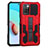 Silikon Hülle Handyhülle und Kunststoff Schutzhülle Hartschalen Tasche mit Ständer ZJ1 für Xiaomi Redmi 10 (2022) Rot