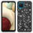 Silikon Hülle Handyhülle und Kunststoff Schutzhülle Hartschalen Tasche Vorder und Rückseite 360 Grad Ganzkörper Bling-Bling JX1 für Samsung Galaxy A12 Nacho Schwarz