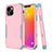 Silikon Hülle Handyhülle und Kunststoff Schutzhülle Hartschalen Tasche Vorder und Rückseite 360 Grad Ganzkörper für Apple iPhone 14 Rosa