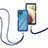 Silikon Hülle Handyhülle und Kunststoff Schutzhülle Hartschalen Tasche Vorder und Rückseite 360 Grad Ganzkörper mit Schlüsselband Lanyard für Samsung Galaxy A12 5G Blau