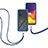 Silikon Hülle Handyhülle und Kunststoff Schutzhülle Hartschalen Tasche Vorder und Rückseite 360 Grad Ganzkörper mit Schlüsselband Lanyard für Samsung Galaxy A82 5G Blau
