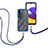 Silikon Hülle Handyhülle und Kunststoff Schutzhülle Hartschalen Tasche Vorder und Rückseite 360 Grad Ganzkörper mit Schlüsselband Lanyard für Samsung Galaxy F42 5G Blau